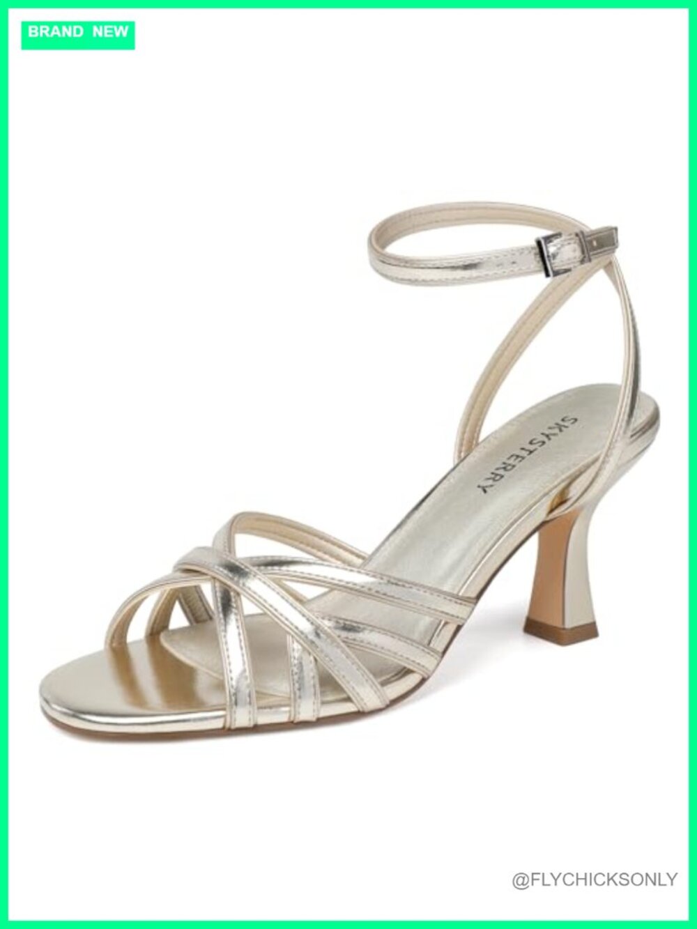 Kitten Heel Strappy Sandals Faux Leather Ankle Strap Open Toe